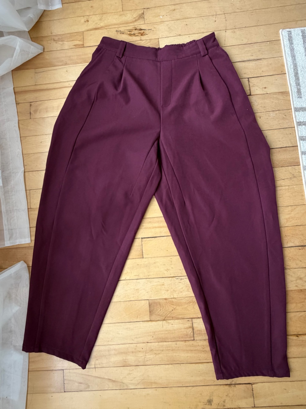 Tailored Pleated Pants - Deep Plum